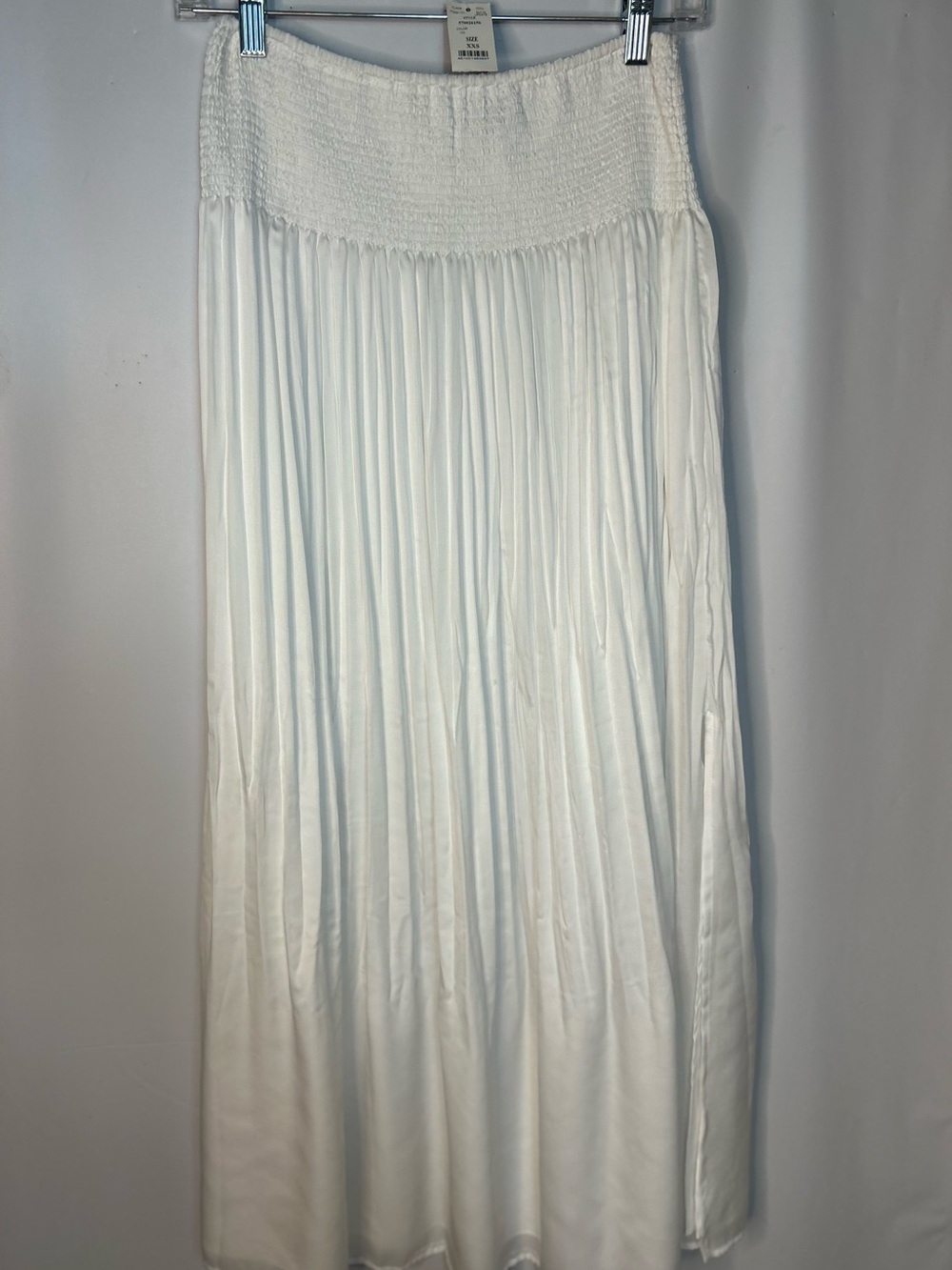 White House Black Market White Smocked-Waist Pleated Maxi Skirt